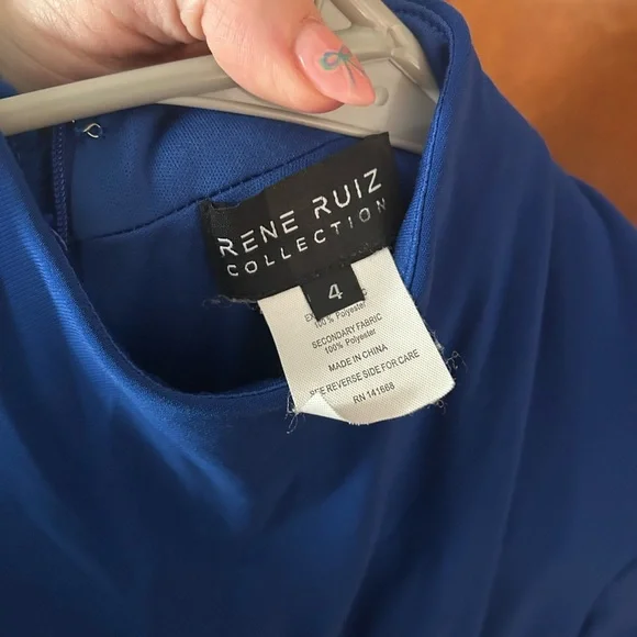Renee Ruiz Slinky Blue Long Sleeve Ruched Maxi Dress Size 4 - Picture 8 of 8